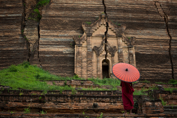 Monk Approaching Temple