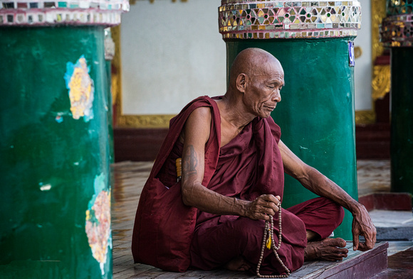 Monk at Shwedagon Pagoda